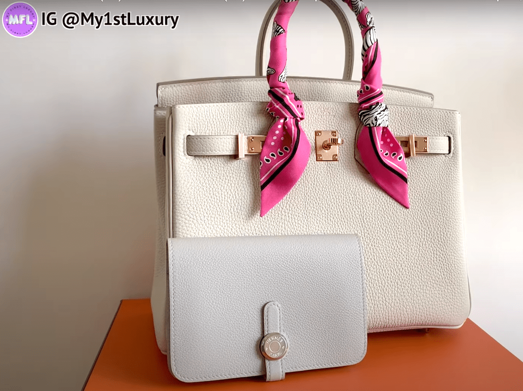 Hermès color comparison: craie (10) vs. gris perle (80)