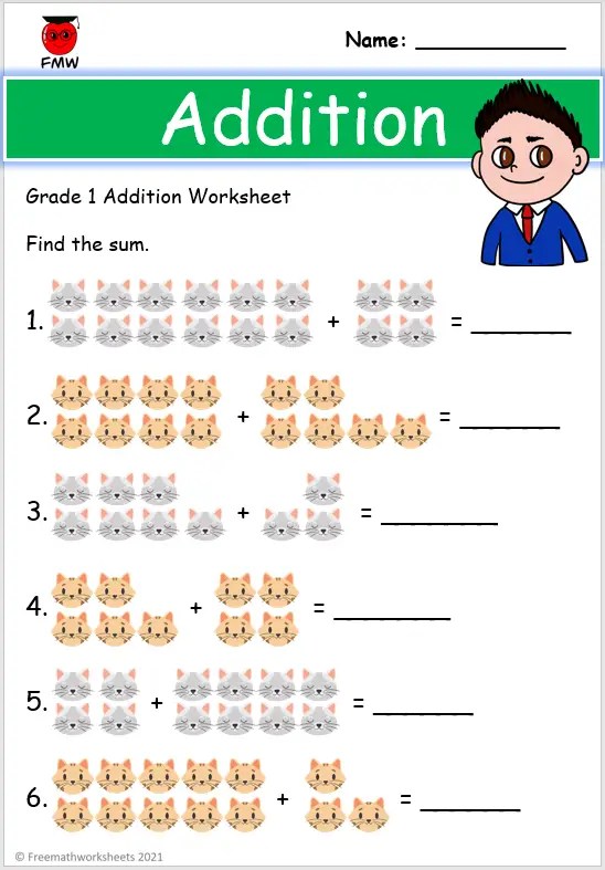 Grade 1 addition worksheet