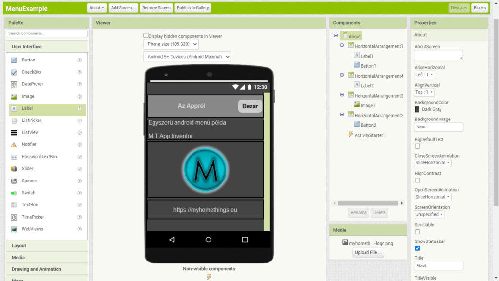 MIT  App Inventor Designer - Az Appról