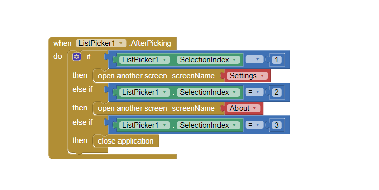 MIT App Inventor Block-Editor - Menü