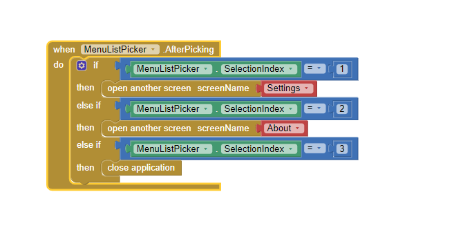 MIT App Inventor - Home Menu Blocks