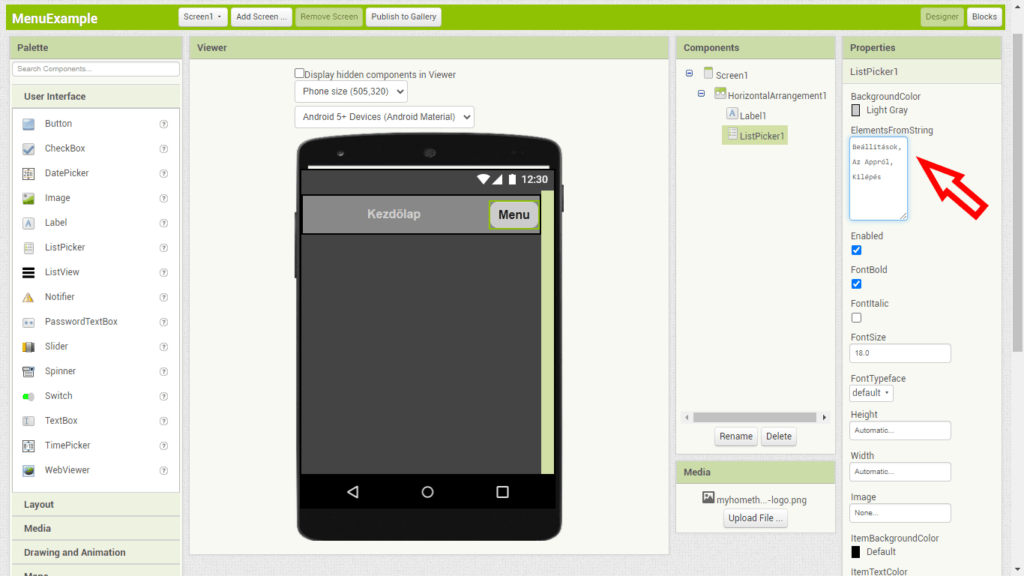 MIT App Inventor - ListPicker