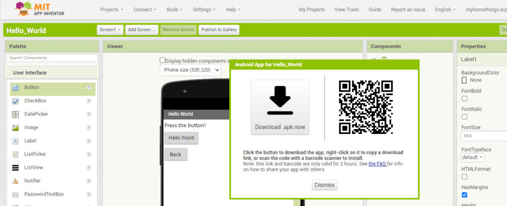 MIT App Inventor - HelloWorld App .apk