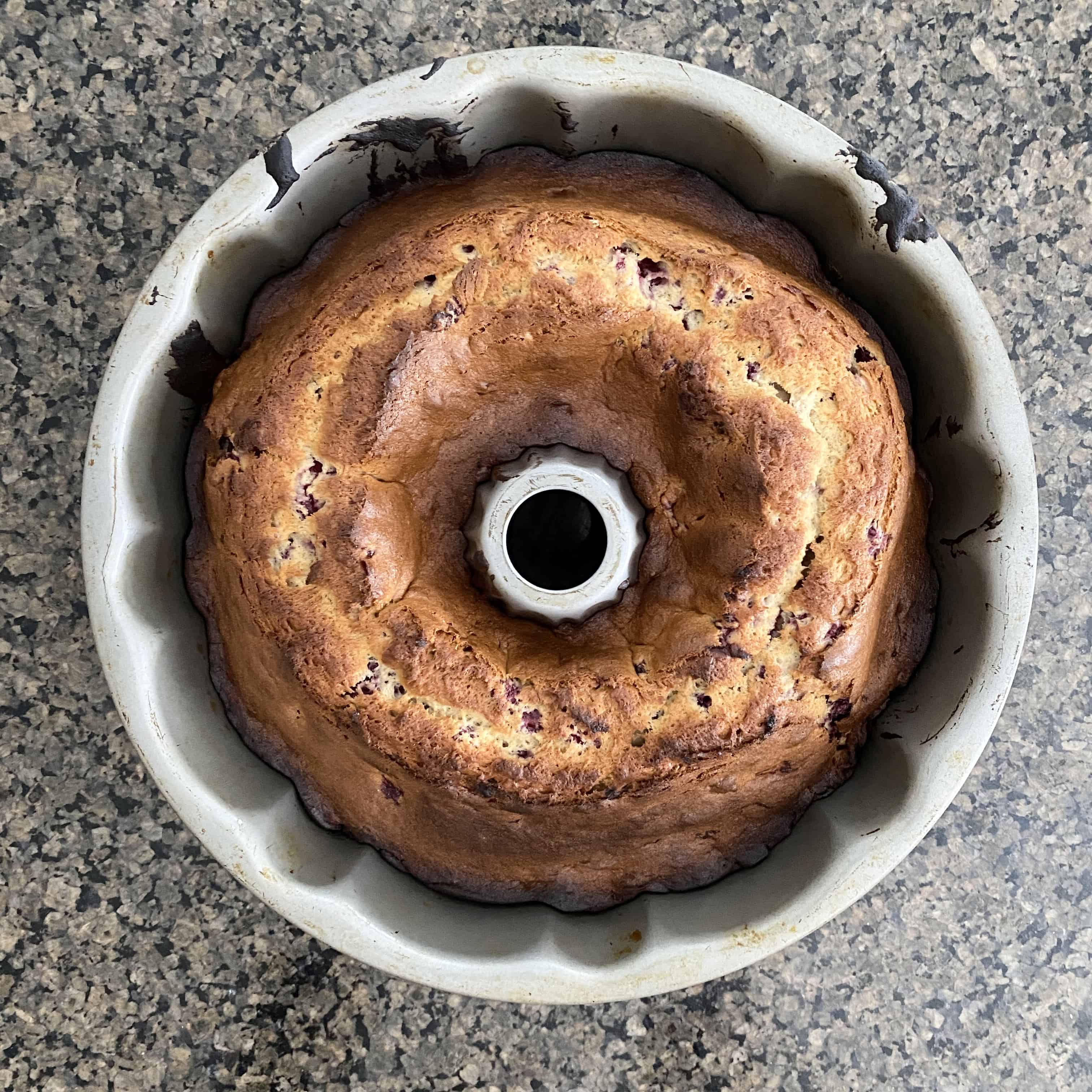 Banana Raspberry Bundt Cake