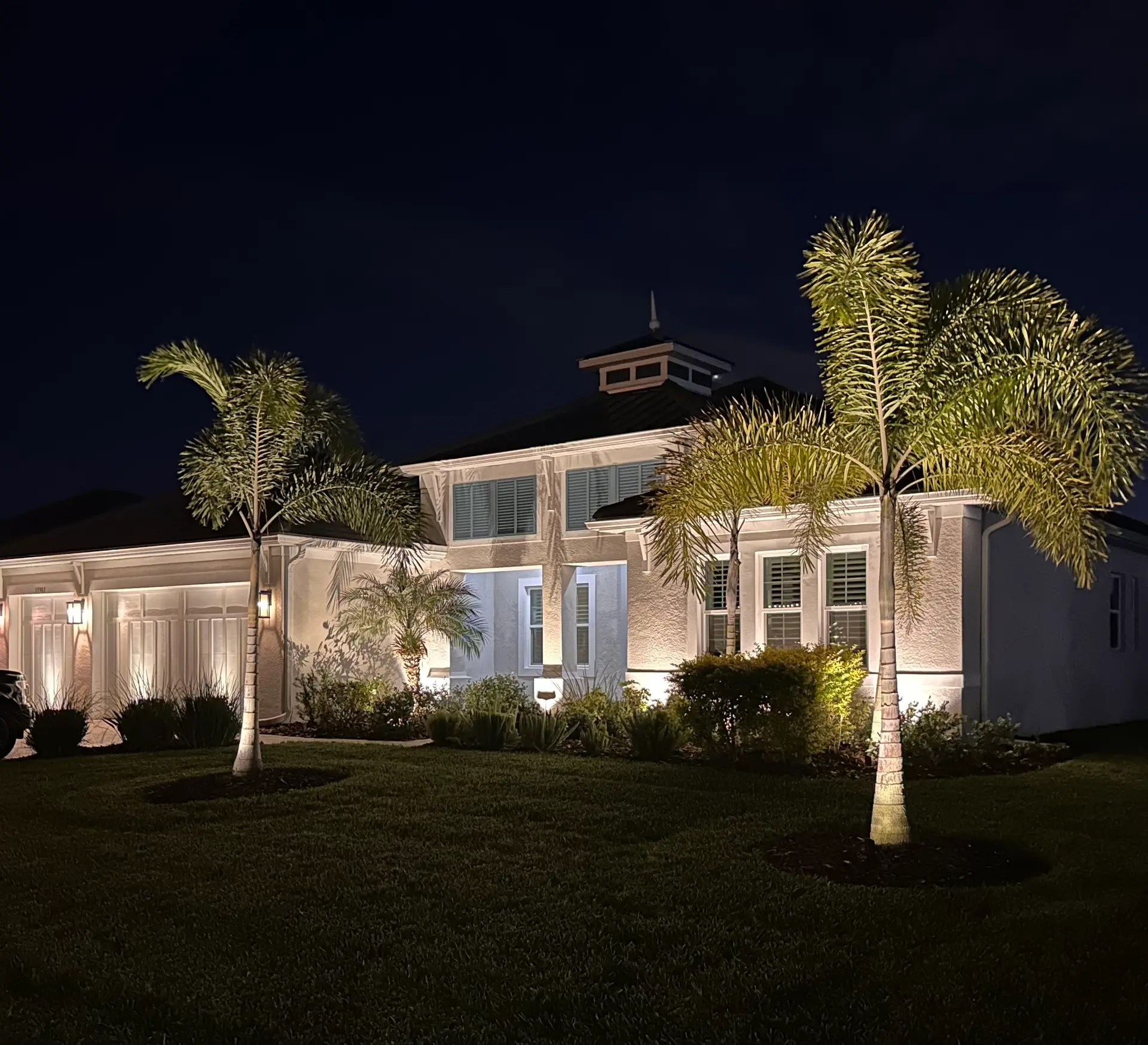 Architectural outdoor lighting on a luxury home in Parrish Florida