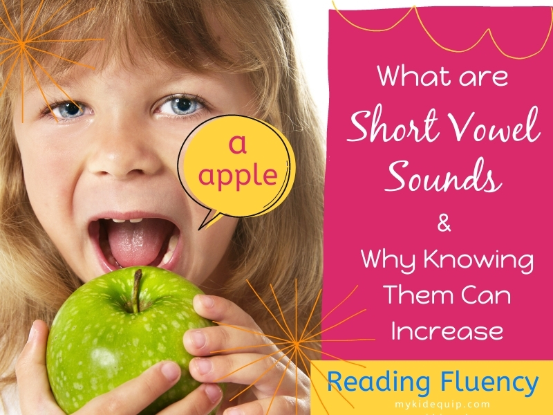 image of child eating an apple as an example of saying the short vowel sound a