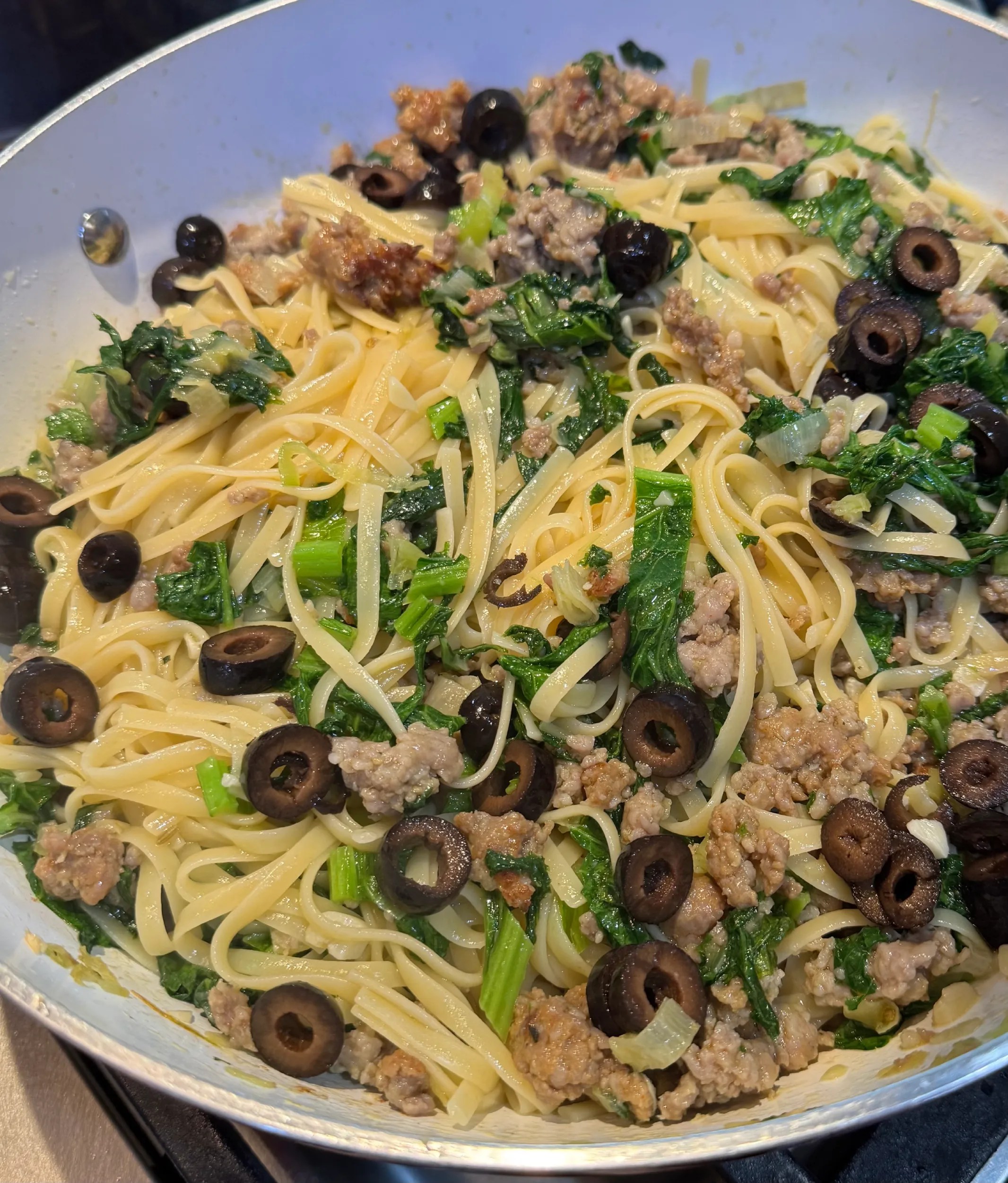 Sausage, Leeks, Winter Greens and Pasta
