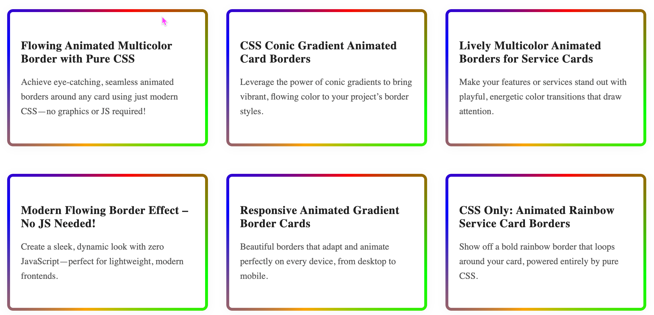 Flowing Animated Multicolor Borders with Pure CSS