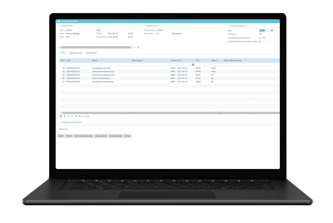 myloc logistics dator screen