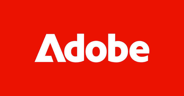 Adobe logo: white wordmark on a bright red background.