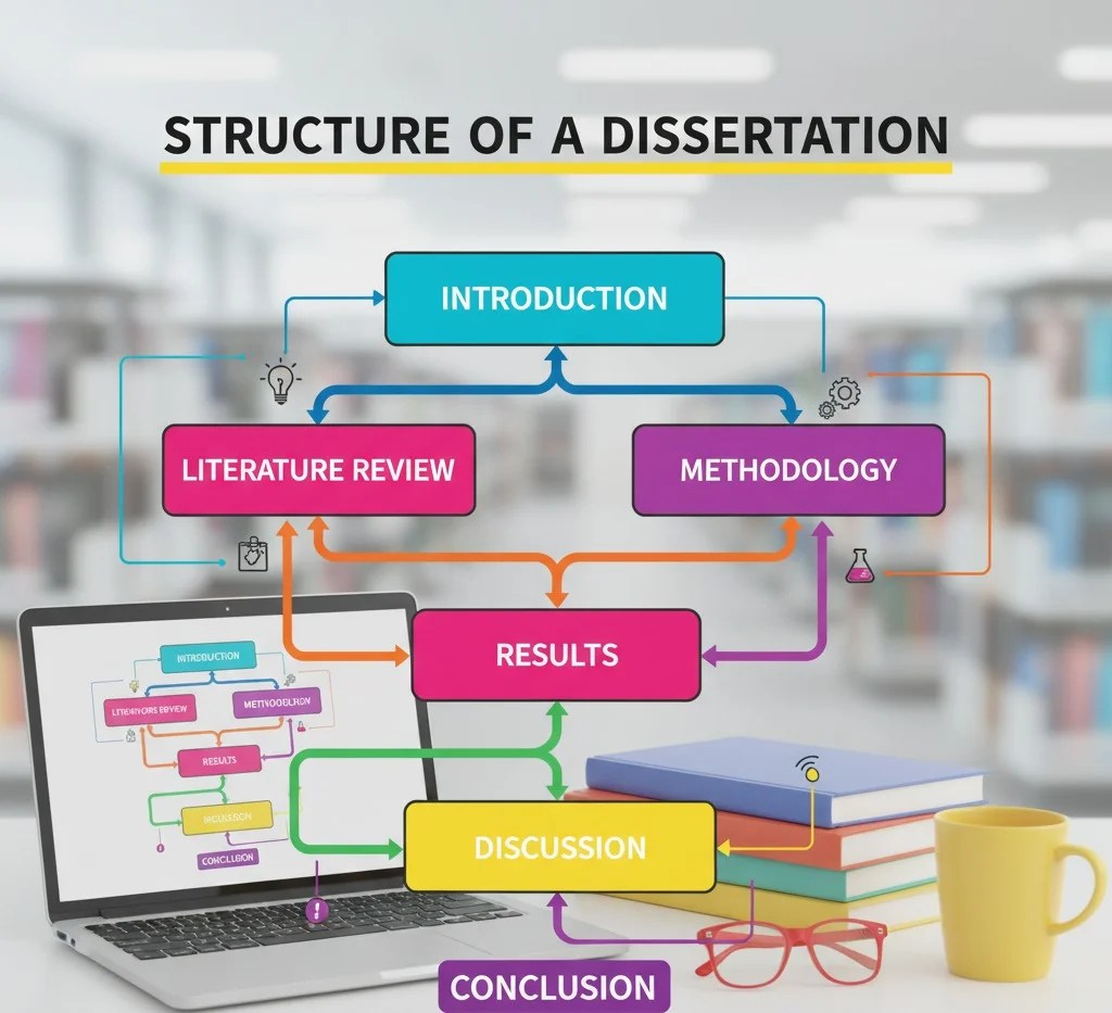 If you’re wondering “what is a dissertation and how do you write one?” the first step is to understand its structure. A typical UK dissertation is divided into clear sections, each with a specific purpose.