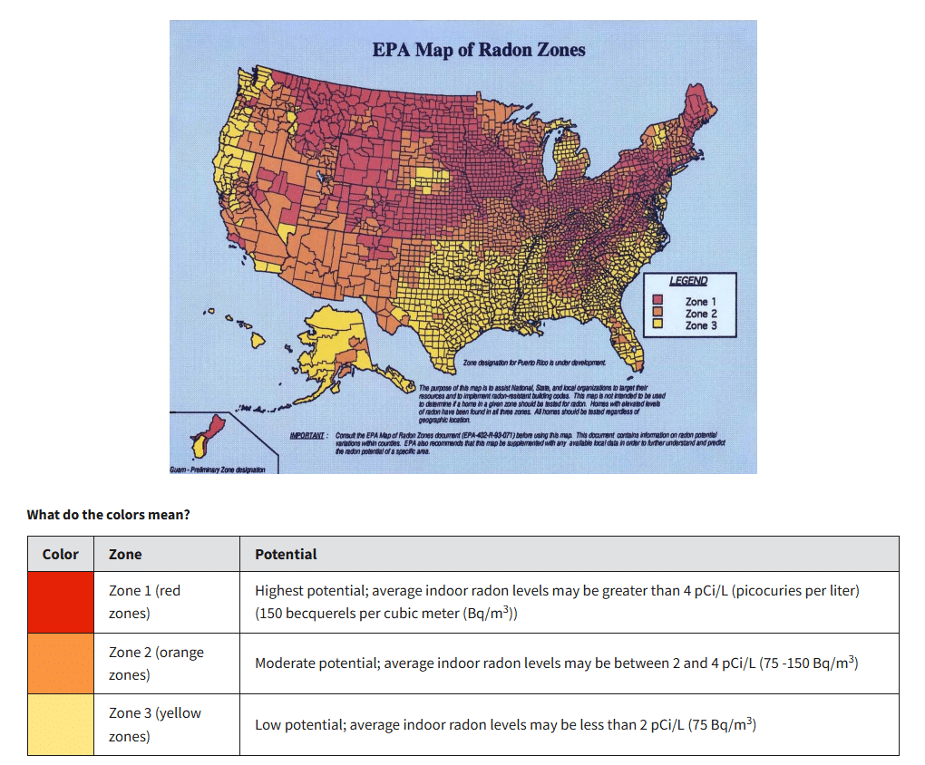 Radon In Groundwater My Pure Water Radon Map Epa 
