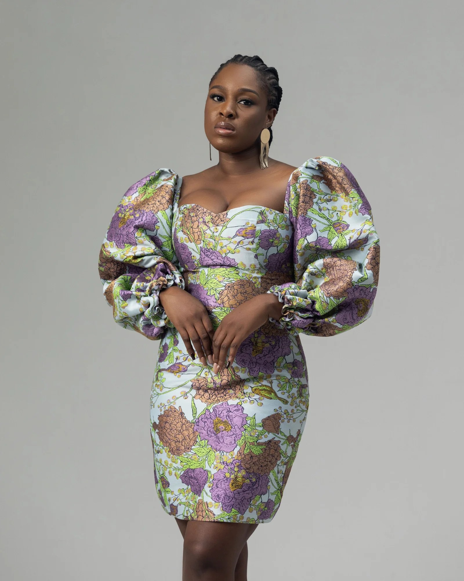 Myra floral jacquard mini dress with puff sleeves - MYRACO