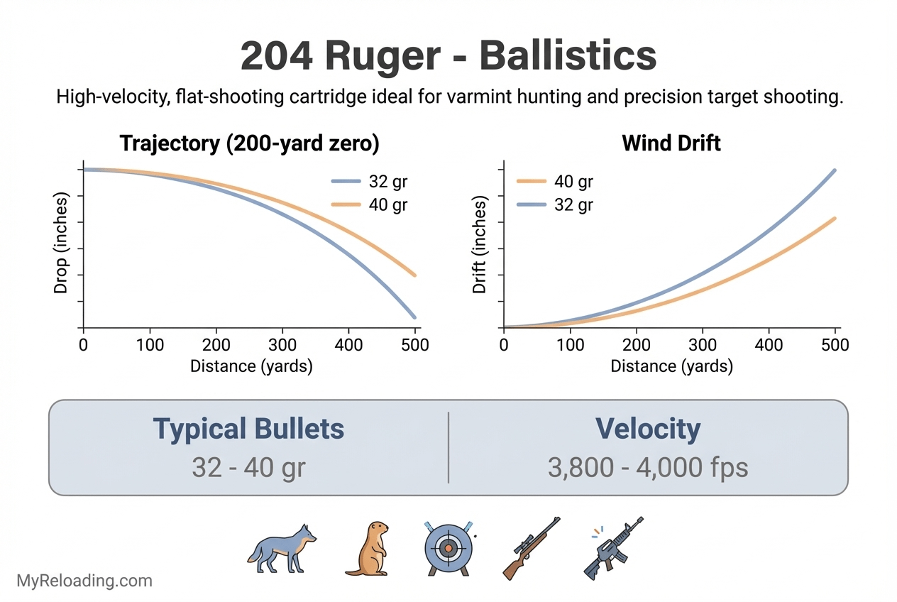 204 Ruger cartridge with ballistic data and performance analysis