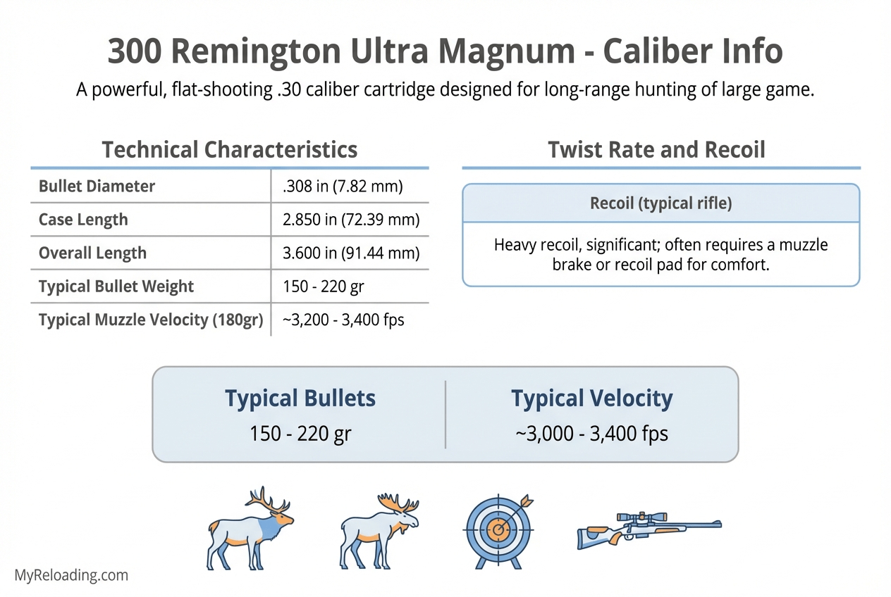 300 Remington Ultra Magnum cartridge with specifications