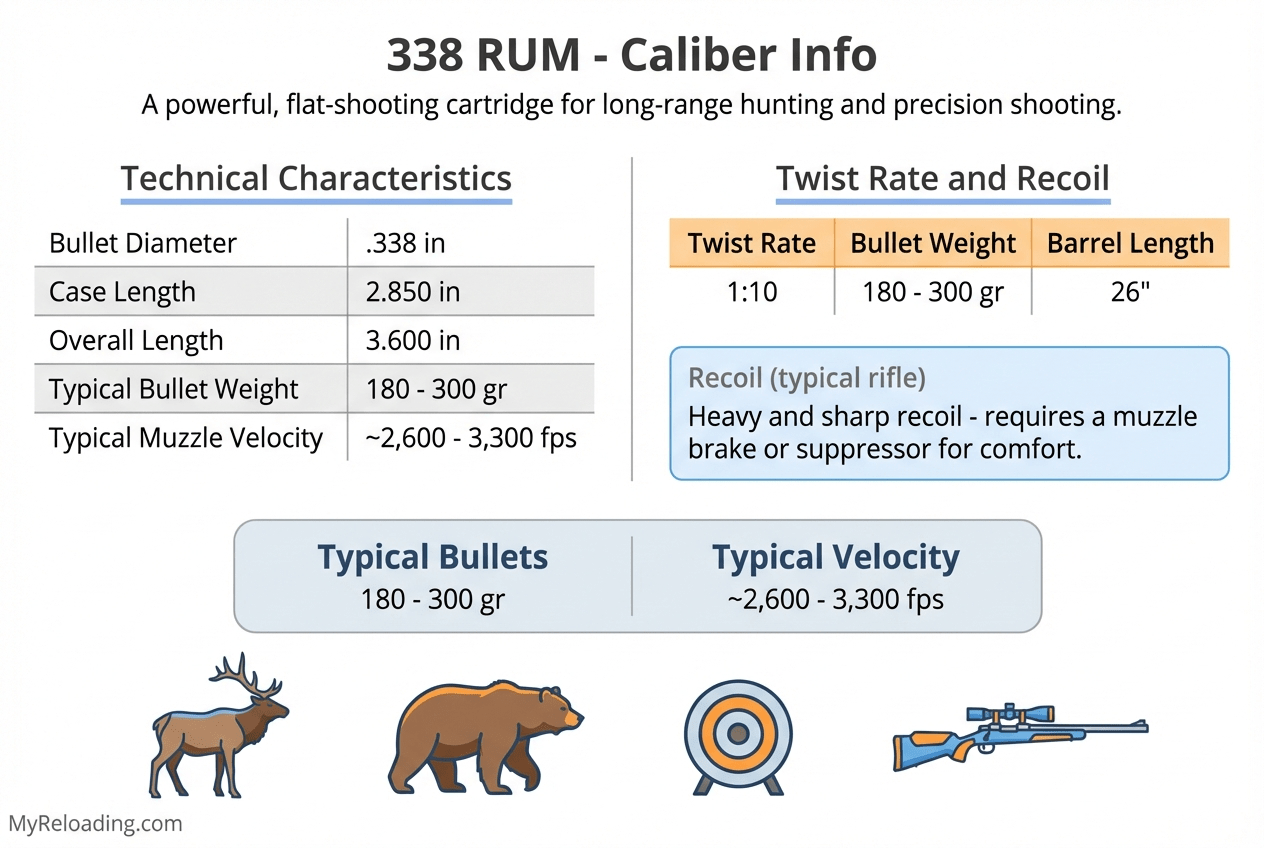 338 Remington Ultra Magnum cartridge with specifications