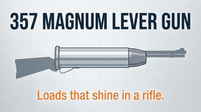 357 Magnum Lever Gun - Loads that shine in a rifle. Illustration of a lever-action rifle overlaid with a .357 Magnum bullet