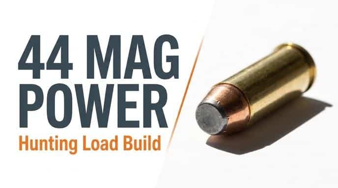 44 Mag Power Hunting Load Build — a single .44 Magnum cartridge with a flat-nose bullet on a white background