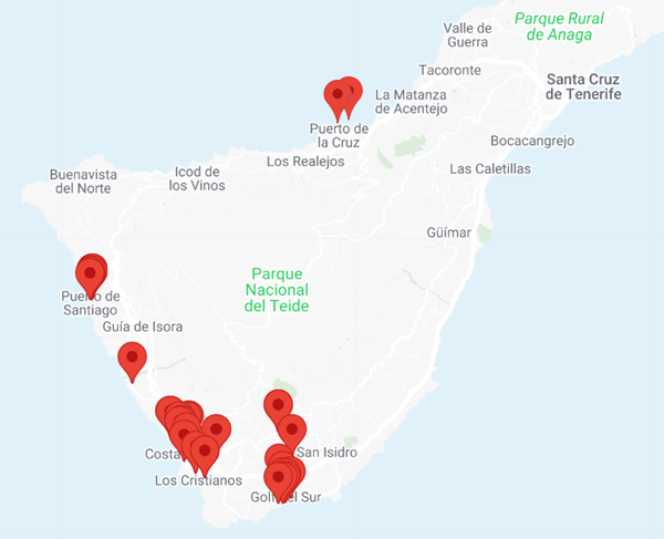 Self Catering Resorts Tenerife Tenerife Map 