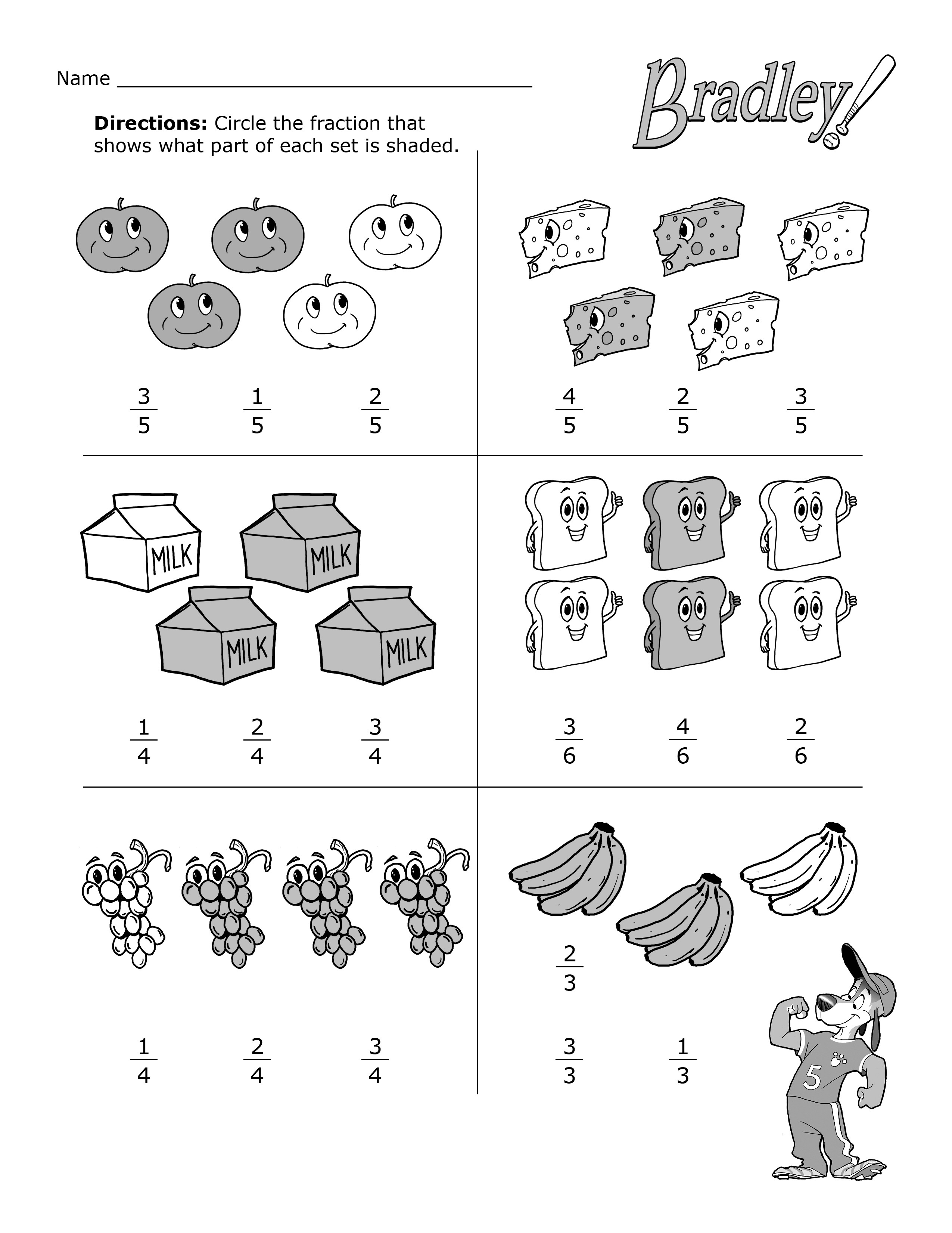 Fun with fractions practice worksheet