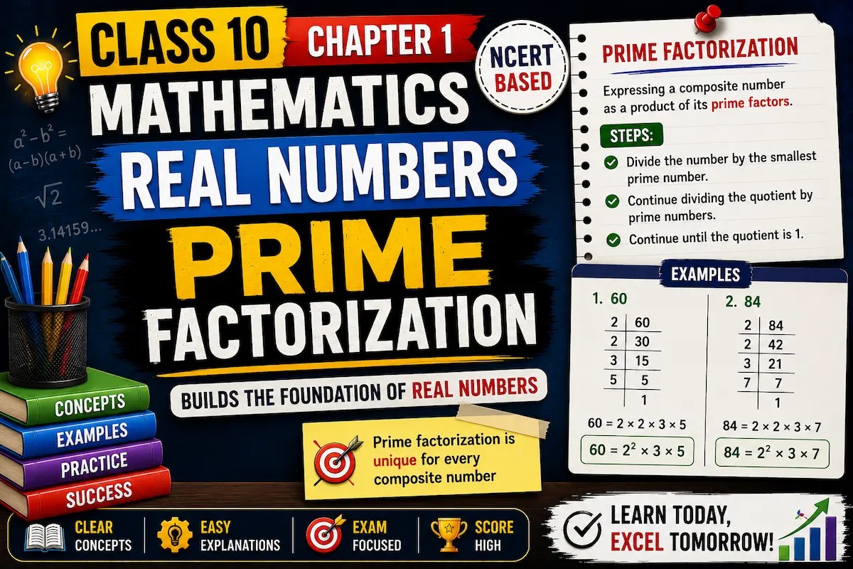 Class 10 Maths Chapter 1 Real Numbers prime factorization myschoolstudy.com