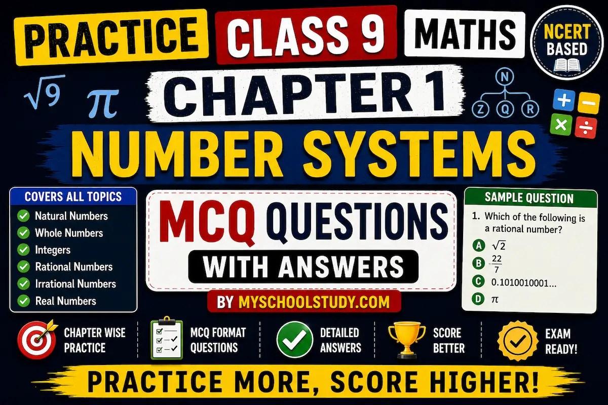 Practice Class 9 Maths Chapter 1 Number Systems MCQ Questions with Answers myschoolstudy.com