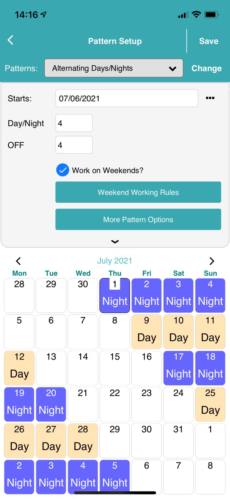 4on 4off Shift Pattern Myshiftplanner - Mountain Patterns - Professional Ultra HD Collection
