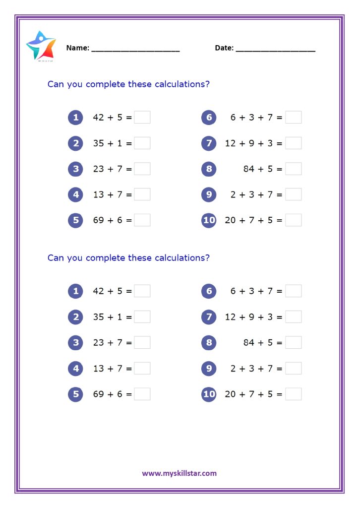 Math worksheets for grade 3