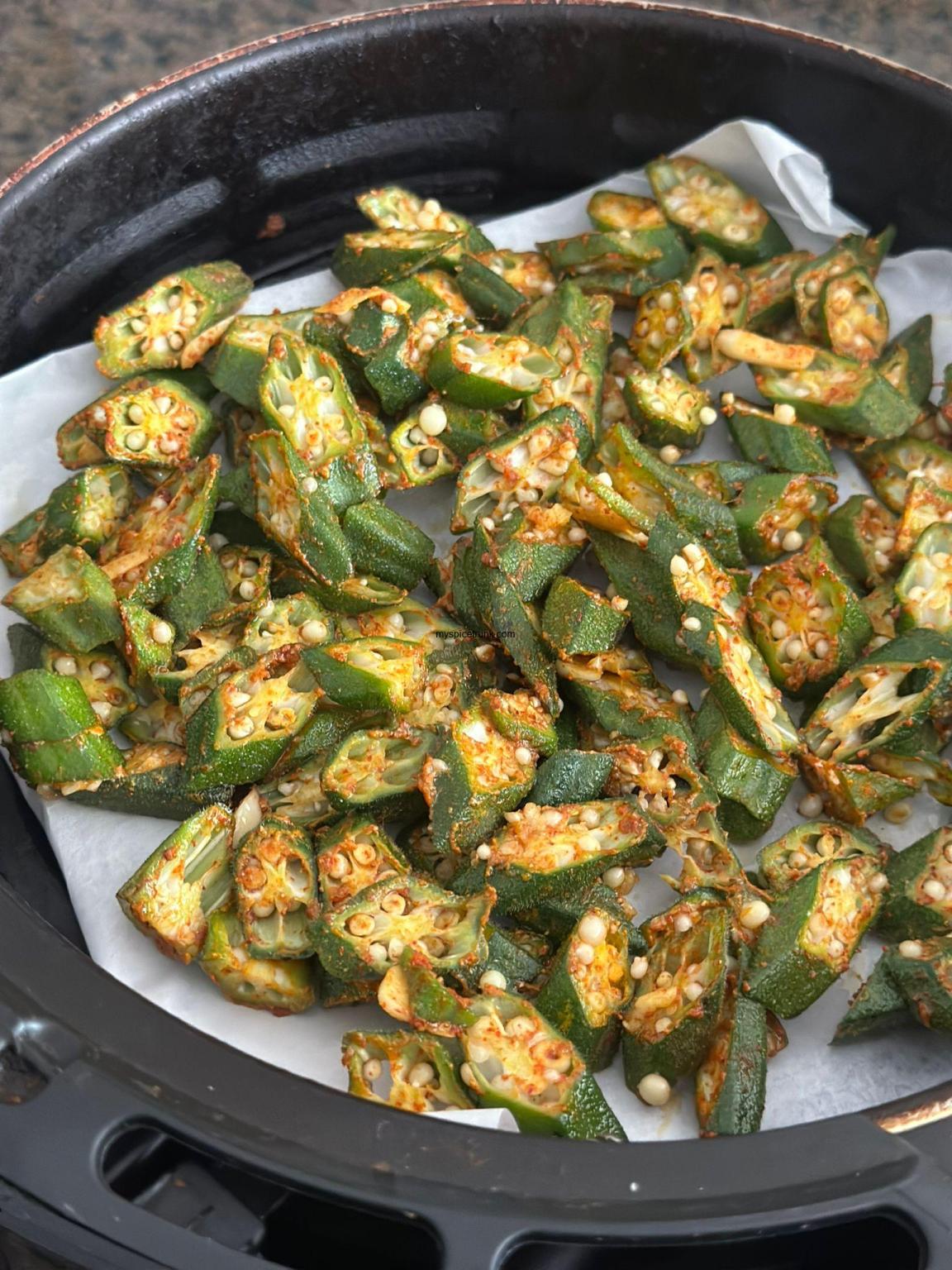 Air Fryer Lasooni Bhindi myspicetrunk