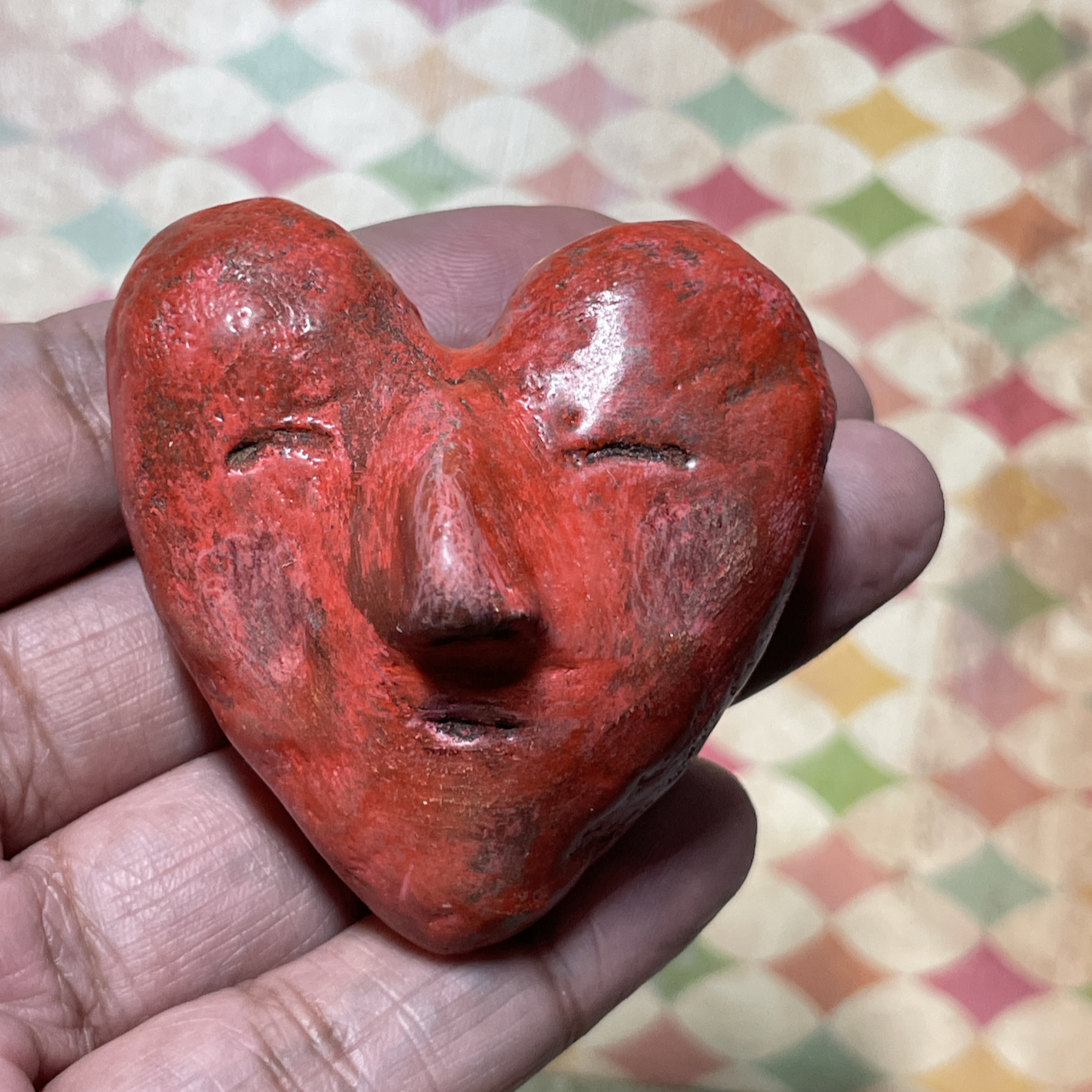 Happy Heart, clay pin