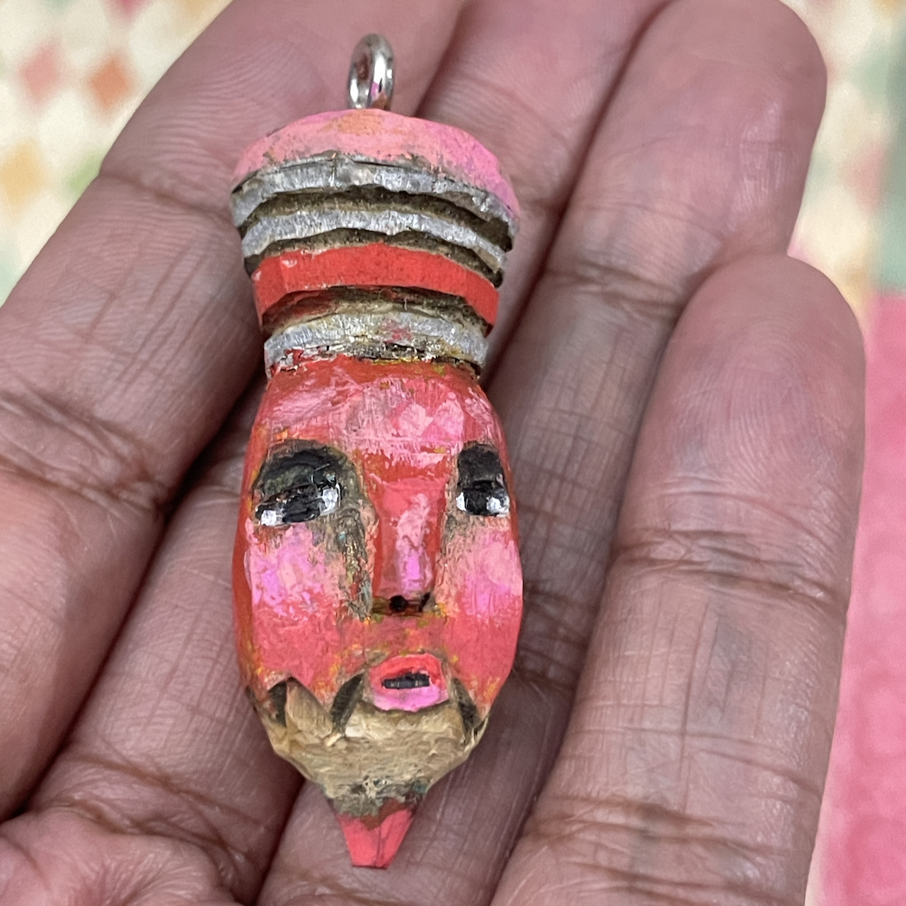 Mister Nubby pendant, wood carving
