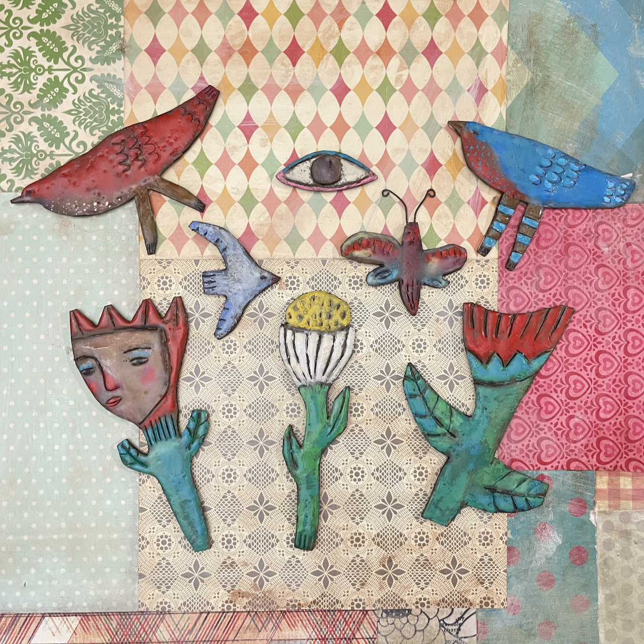 Mixed Media Magnets, wood carving