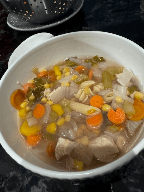 vegetable soup served