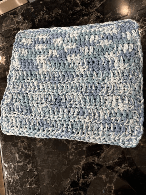 Oversized square crochet hot pad, beginner-friendly pattern.