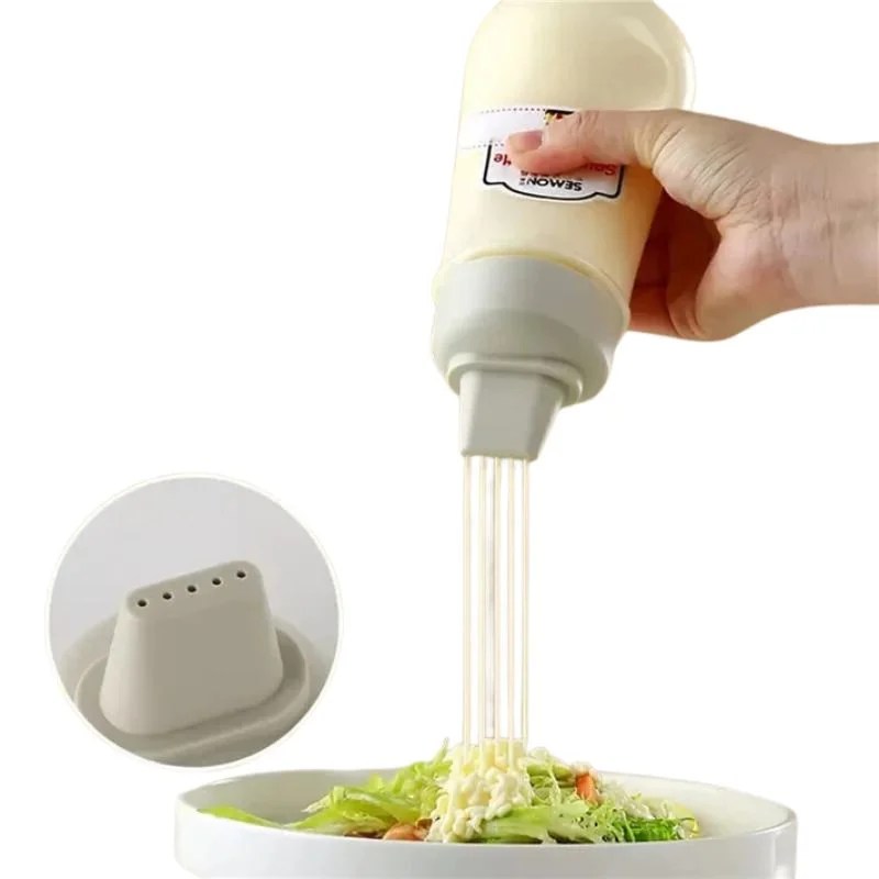 5 Hole Squeeze Sauce Bottle | Refillable Condiment Dispenser with Lid | Multipurpose Ketchup & Hot Sauce Bottle for Kitchen | Black Cap