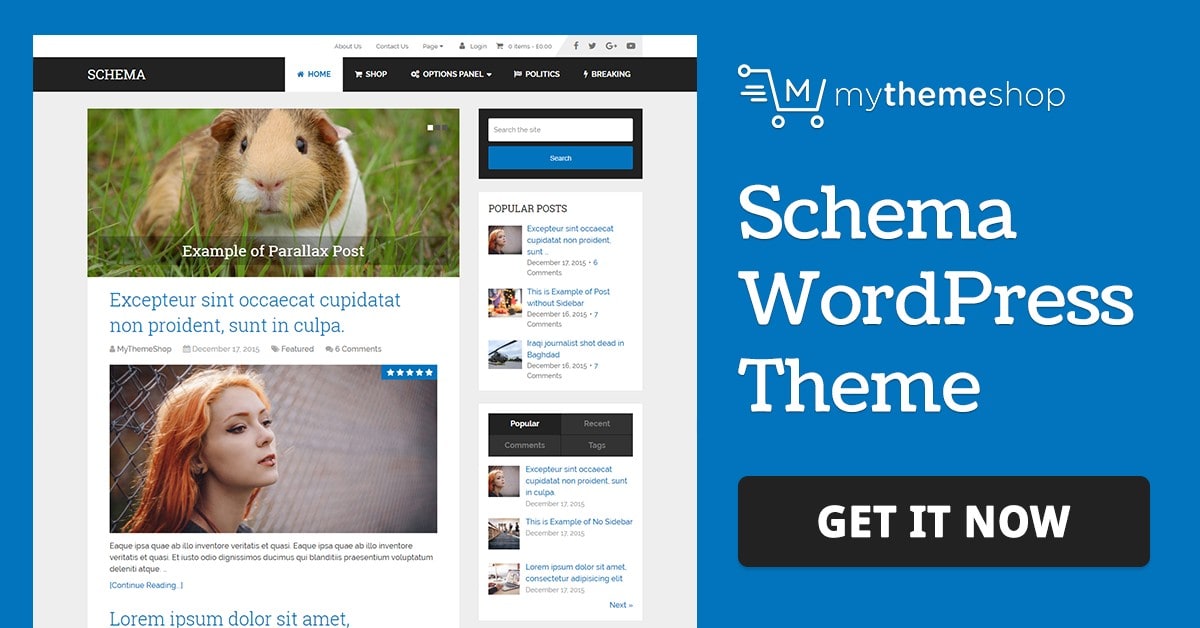 This theme serves search engine optimization best practices, moreover, it is compatible with yoast seo plugin too. Schema - Fastest SEO Theme Available for WordPress @ MyThemeShop