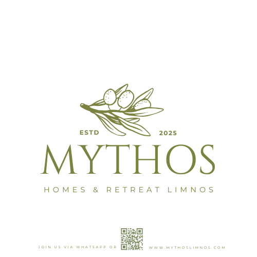 Mythos Homes & Retreat logo – boutique accommodation and retreat space in Limnos, Greece