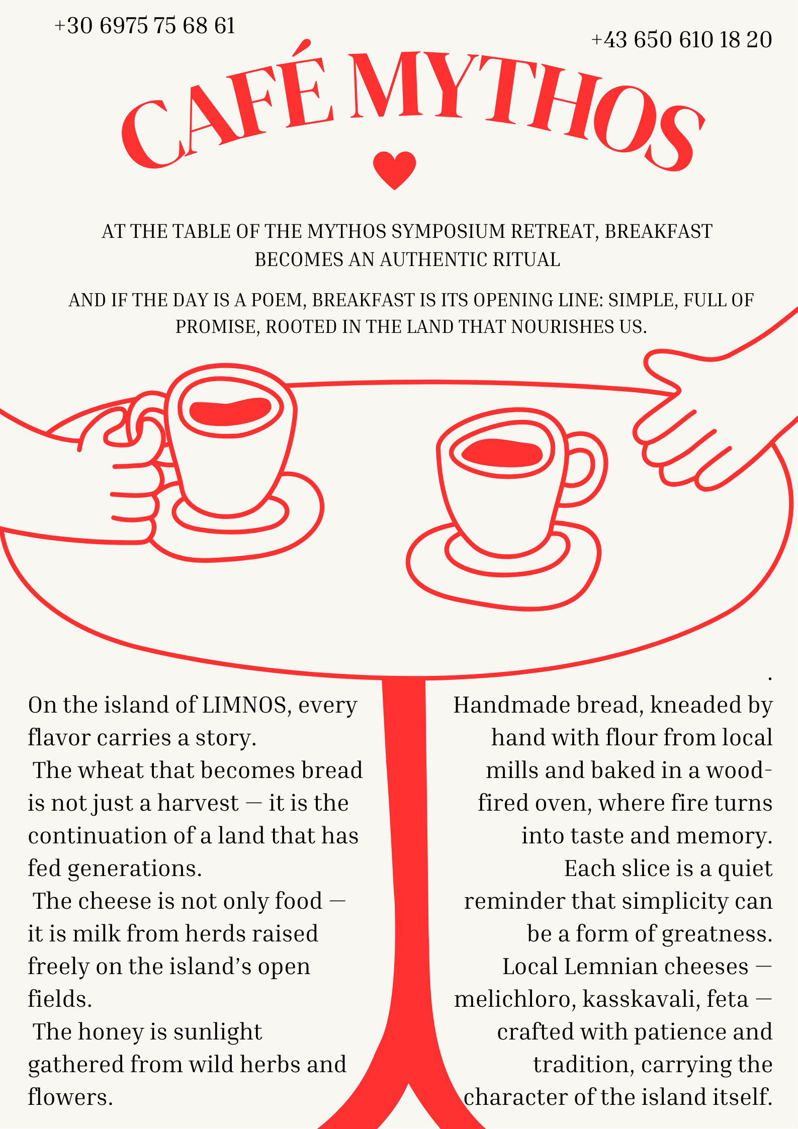 Café Mythos breakfast table illustration for Mythos Symposium Retreat in Lemnos