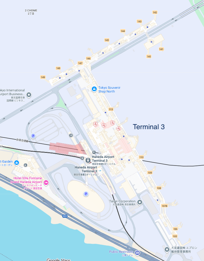 Tokyo Narita NRT airport map with Terminal 3.