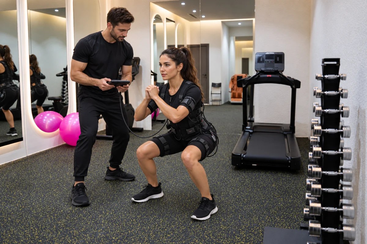 Ems training in a scene based on VI-FIT gym