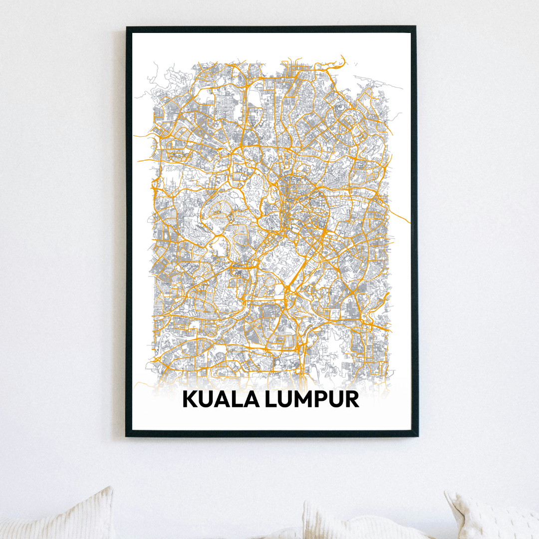 Printable Map of Kuala Lumpur, Digital Download