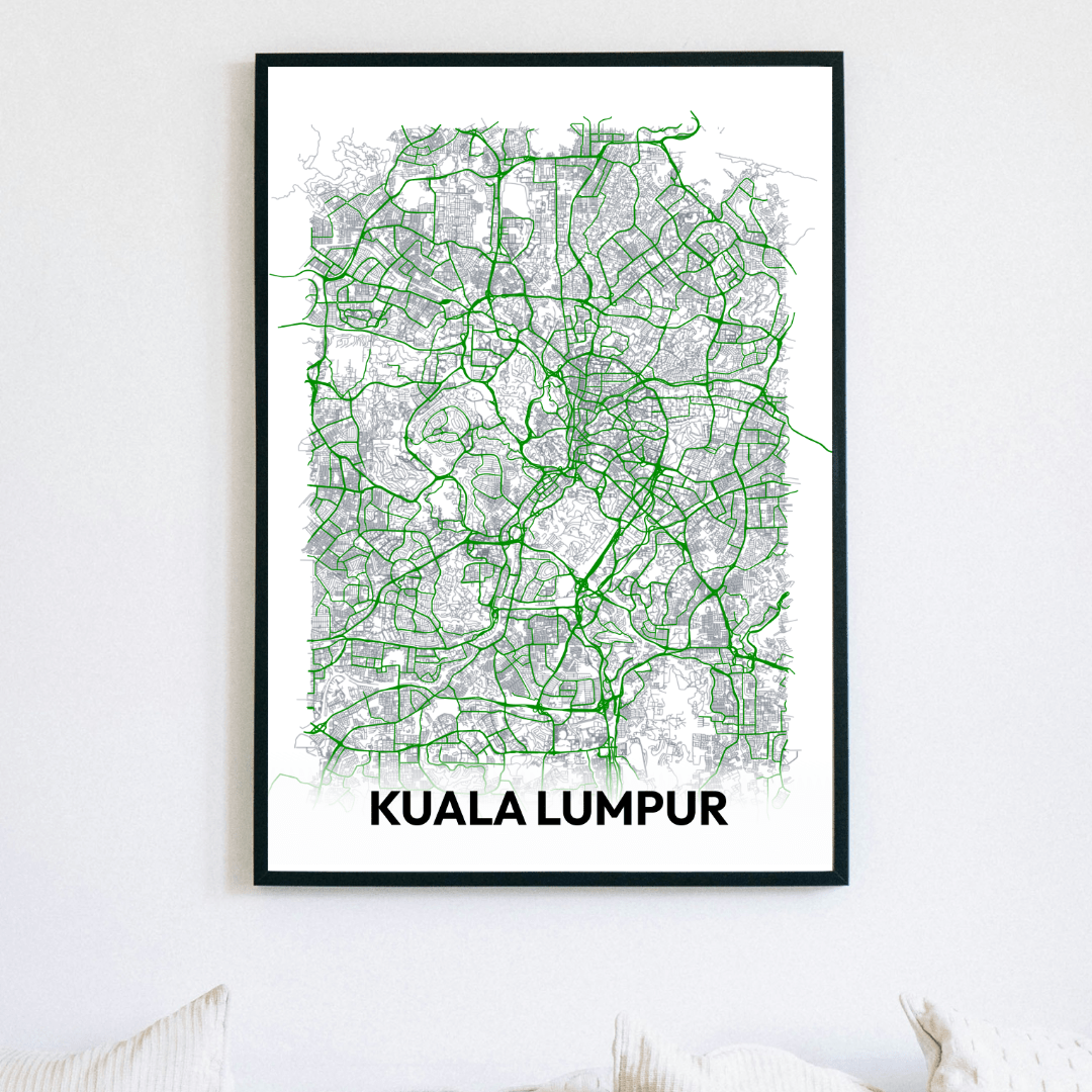 Printable Map of Kuala Lumpur, Digital Download