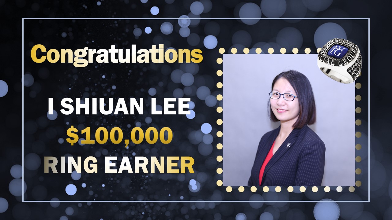 Congratulations I-SHIUAN LEE on earning your $100K Ring