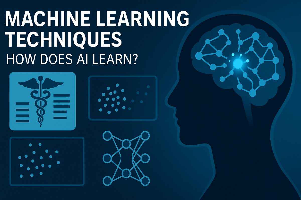 AI brain with neural network illustrating machine learning techniques used in healthcare