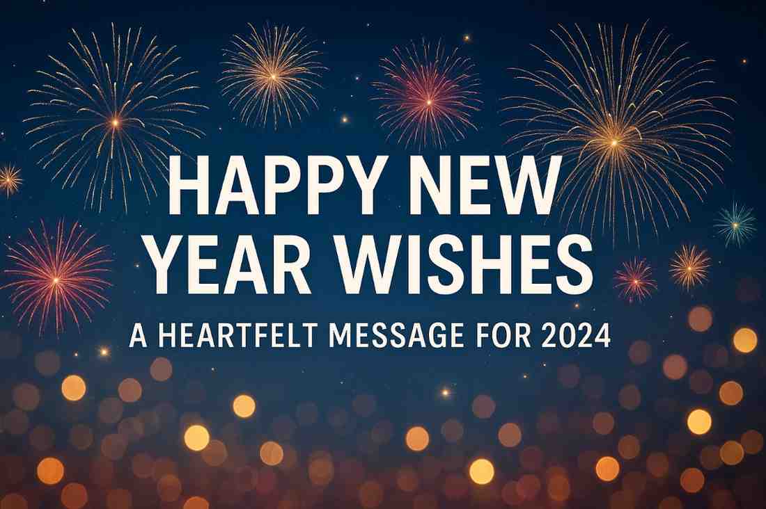 Happy New Year wishes with colorful fireworks symbolizing hope, gratitude, and new beginnings in 2024
