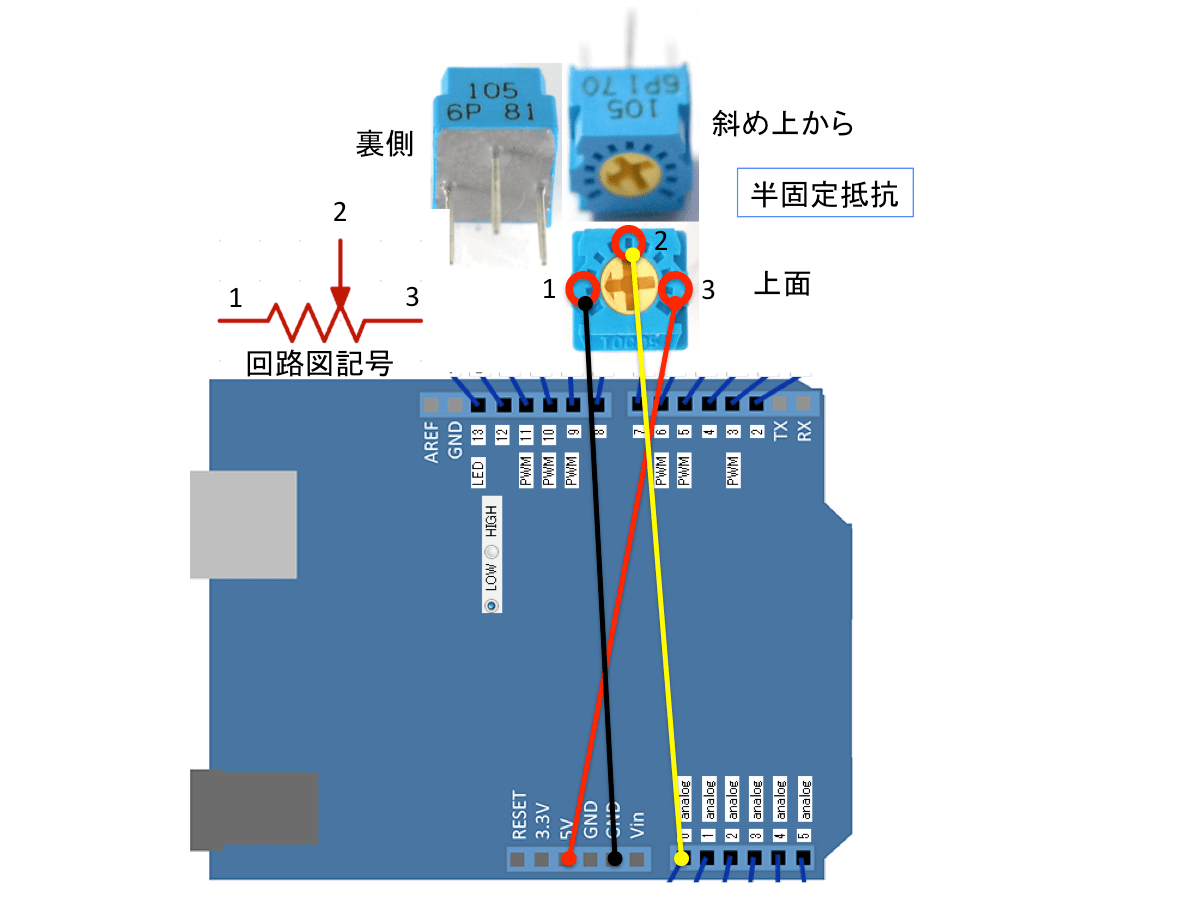 23 ボリュームの角度でLEDの点滅の速さを変える
