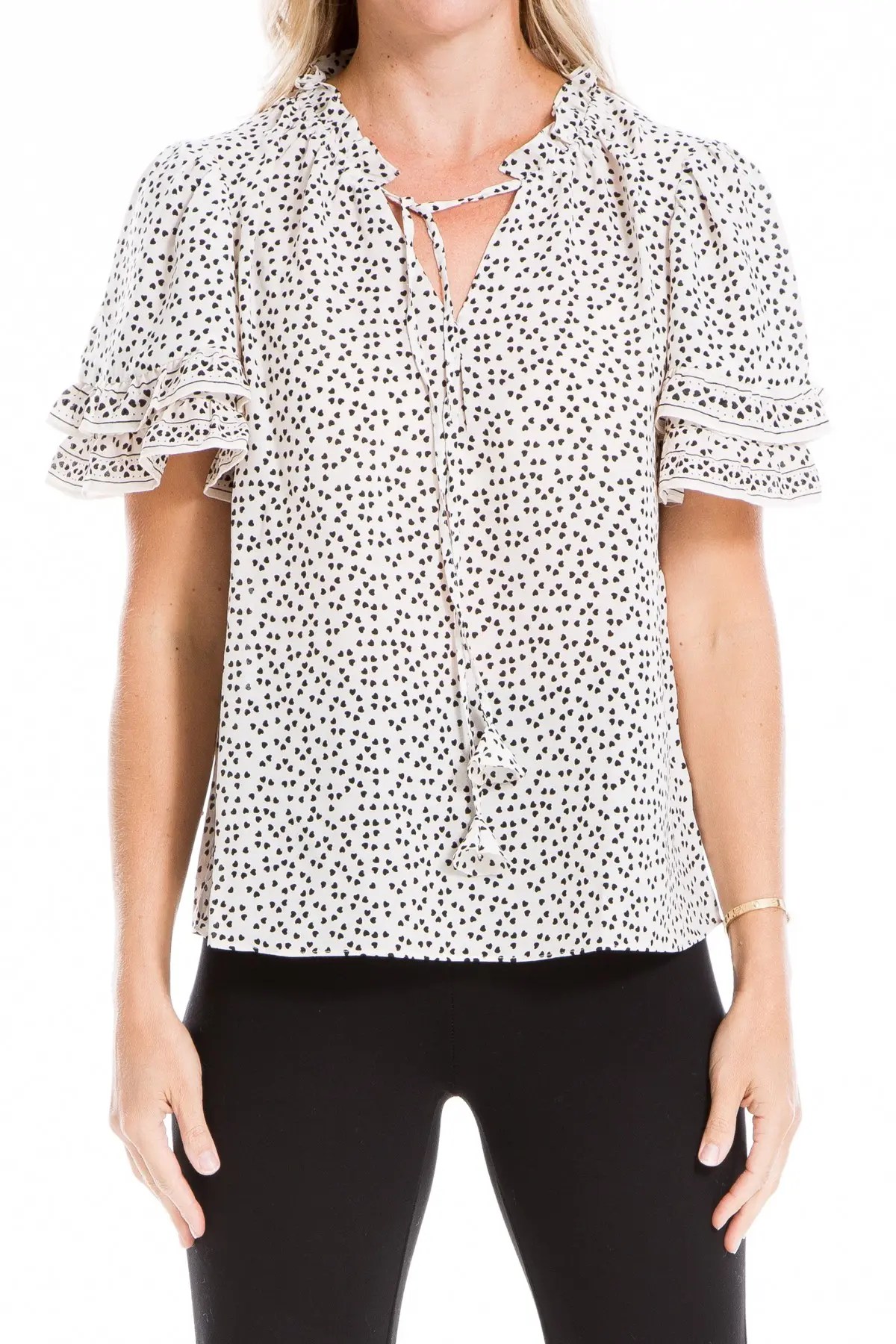 Max Studio Floral Tiered Sleeve Top In Grnodecp Modesens