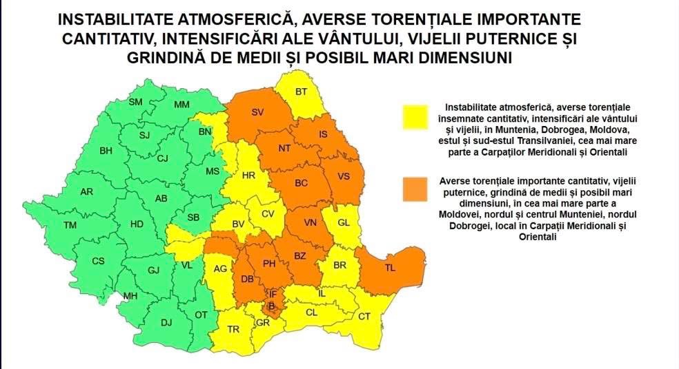 Cod galben de furtuni în zona montană a județului Bistrița-Năsăud