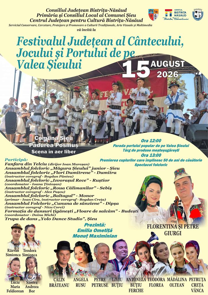 Festivalul Județean al Cântecului, Jocului și Portului de pe Valea Șieului, sâmbătă, în Pădurea Posmuș