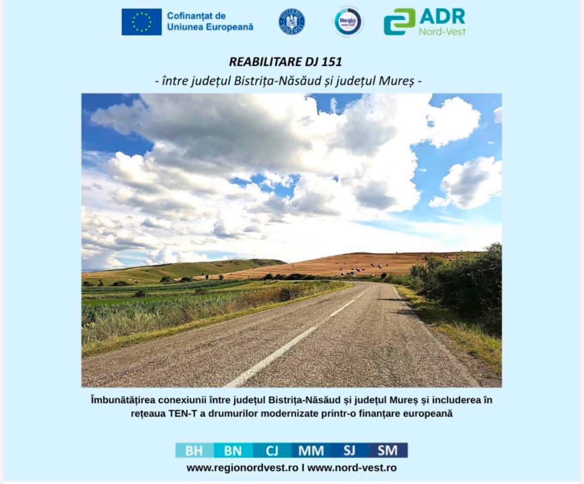 Investiție de peste 660 de milioane de lei în DJ 151. Aproape 77 de kilometri de drum vor fi modernizați între Bistrița și limita cu județul Mureș